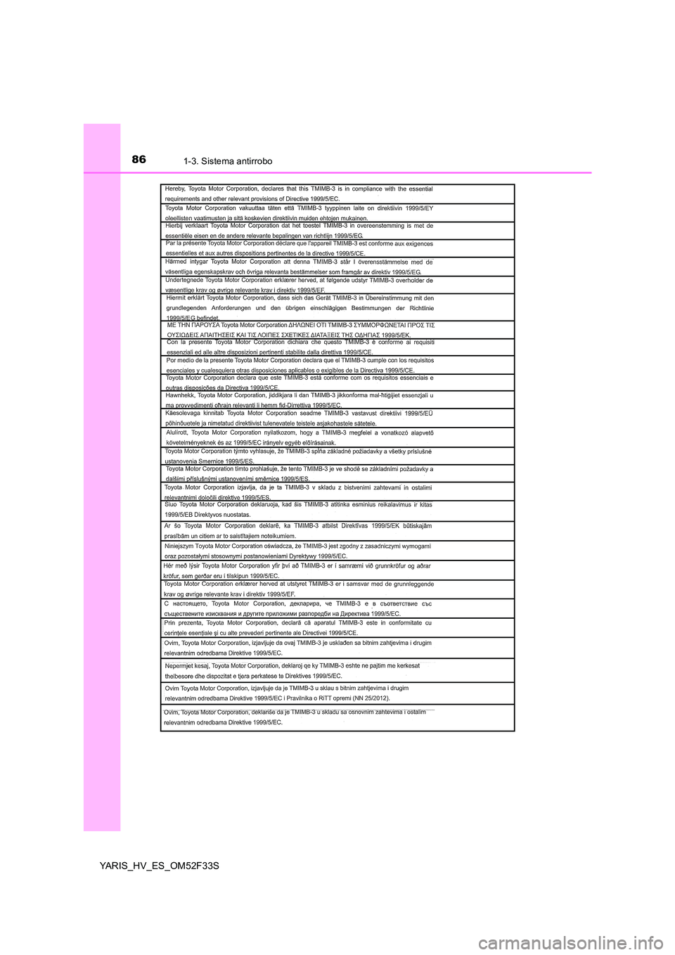 TOYOTA YARIS HYBRID 2015  Manual del propietario (in Spanish) 861-3. Sistema antirrobo
YARIS_HV_ES_OM52F33S 