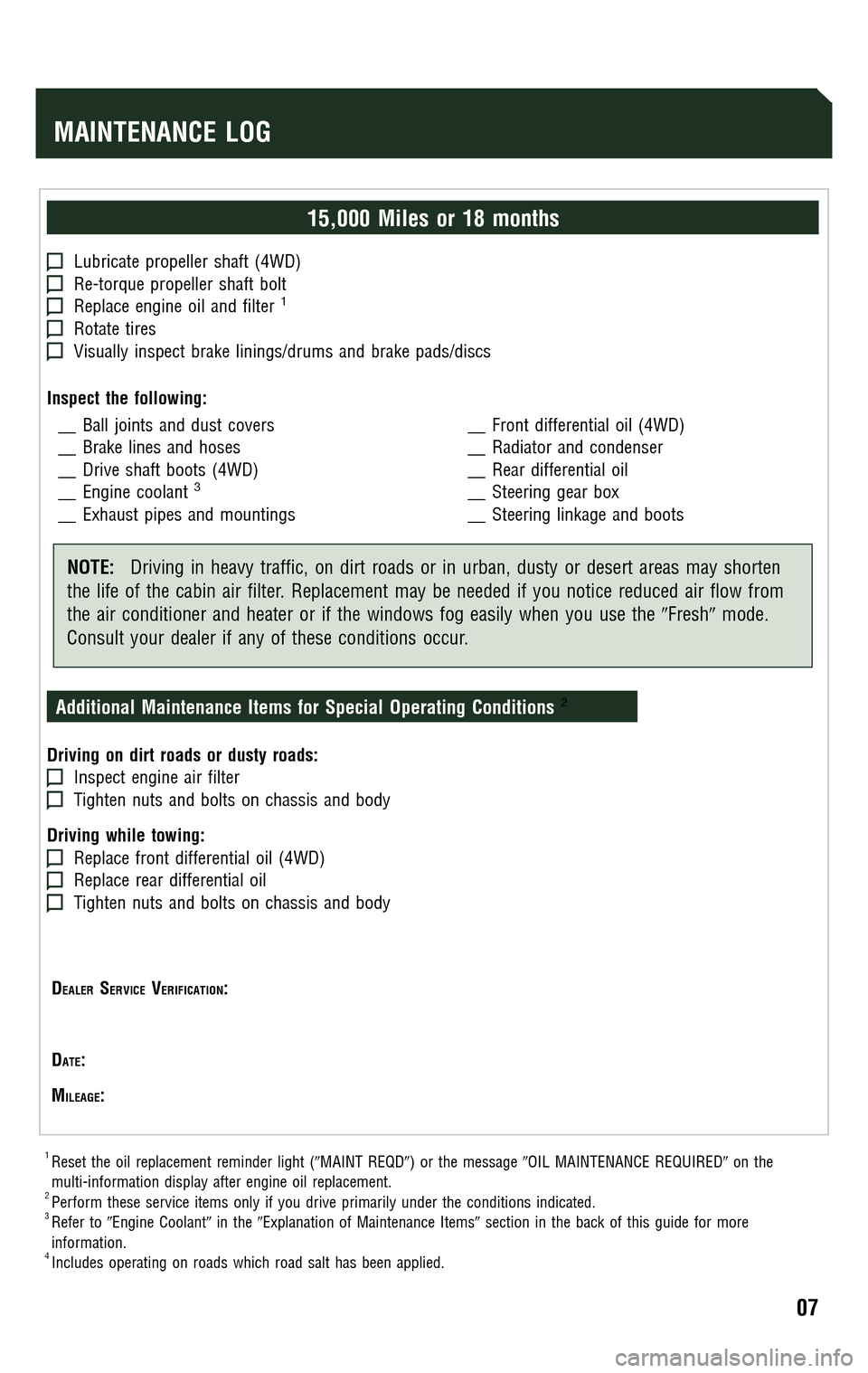 TOYOTA 4RUNNER 2009 N280 / 5.G Scheduled Maintenance Guide 