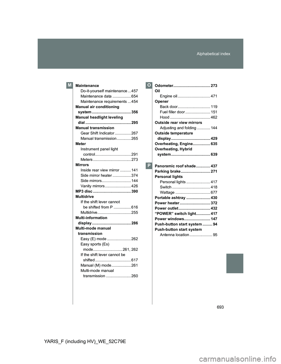 TOYOTA YARIS HYBRID 2012 Owners Manual 693 Alphabetical index
YARIS_F (including HV)_WE_52C79E
Maintenance
Do-it-yourself maintenance ... 457
Maintenance data ................. 654
Maintenance requirements ... 454
Manual air conditioning
TOYOTA YARIS HYBRID 2012 Owners Manual 693 Alphabetical index
YARIS_F (including HV)_WE_52C79E
Maintenance
Do-it-yourself maintenance ... 457
Maintenance data ................. 654
Maintenance requirements ... 454
Manual air conditioning
