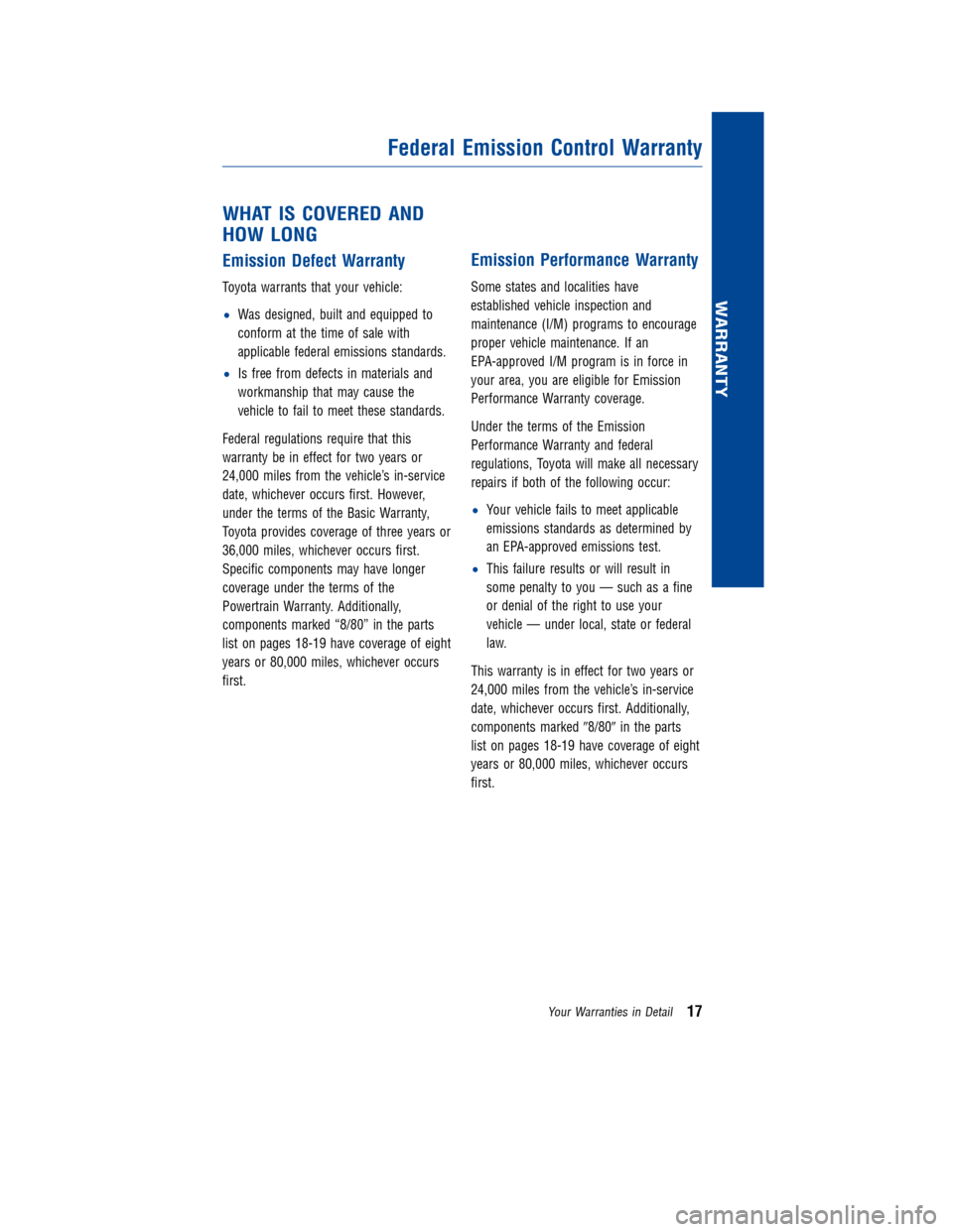 TOYOTA GT86 2017 1.G Warranty And Maintenance Guide JOBNAME: 2372396-en-2017_SCIO PAGE: 17 SESS: 4 OUTPUT: Thu Jun 23 13:07:16 2016
/InfoShareAuthorCODA/InfoShareAuthorCODA/TS_Warr_Maint/2372396-en-2017_S\
CION-FRS.00505-17WMG-FRS_/TS_Warr_Maint_v3
WHA