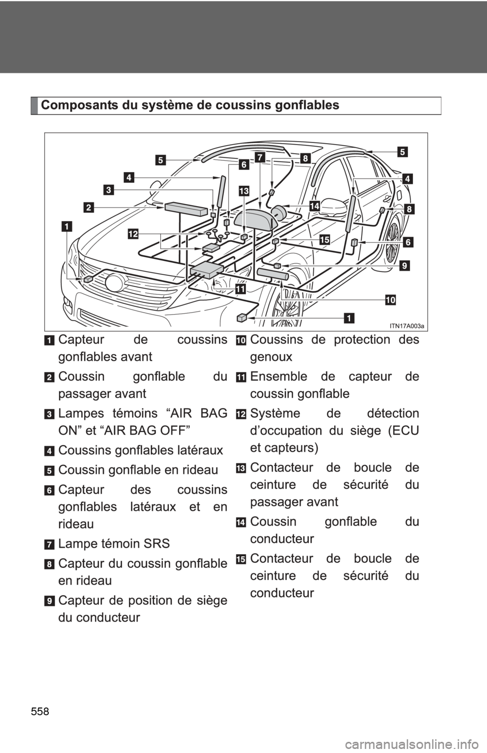TOYOTA AVALON 2012 XX40 / 4.G Owners Manual 558 
