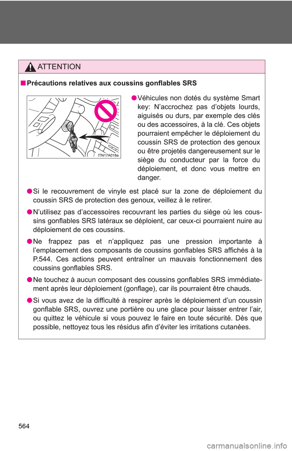 TOYOTA AVALON 2012 XX40 / 4.G Owners Manual 564 