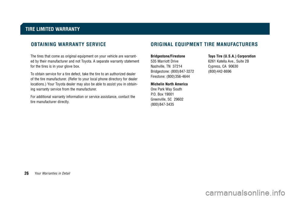 TOYOTA CAMRY 2009 XV40 / 8.G Warranty And Maintenance Guide You are responsible for ensuring that your Toyota is operated and
maintained according to the instructions in the
Owner’s Manualand
the
Scheduled Maintenance Guide.
You should keep detailed rec TOYOTA CAMRY 2009 XV40 / 8.G Warranty And Maintenance Guide You are responsible for ensuring that your Toyota is operated and
maintained according to the instructions in the
Owner’s Manualand
the
Scheduled Maintenance Guide.
You should keep detailed rec