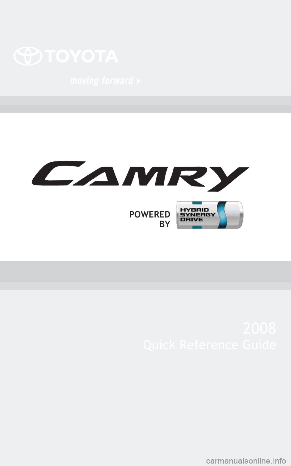 TOYOTA CAMRY HYBRID 2008 XV40 / 8.G Quick Reference Guide 2008
Quick Reference Guide
POWERED
BY 