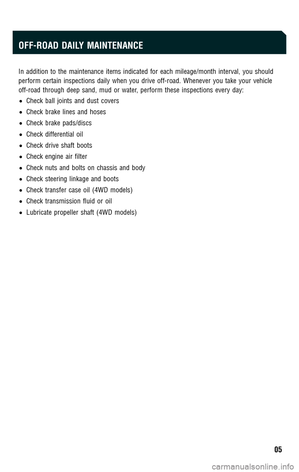 TOYOTA FJ CRUISER 2009 1.G Scheduled Maintenance Guide (28 Pages)