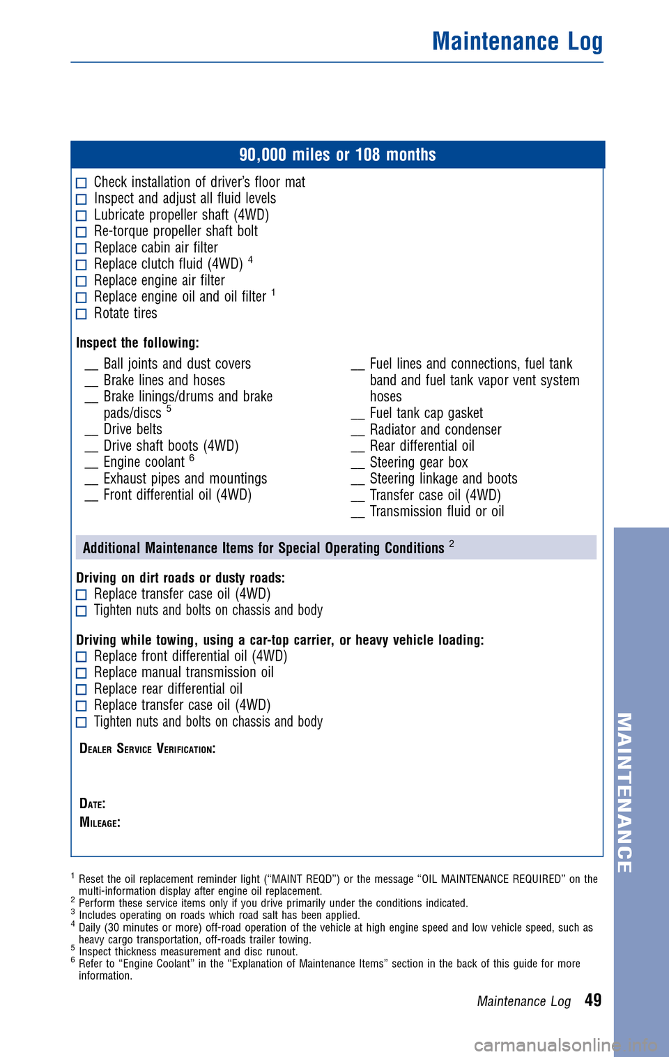 TOYOTA FJ CRUISER 2010 1.G Warranty And Maintenance Guide 