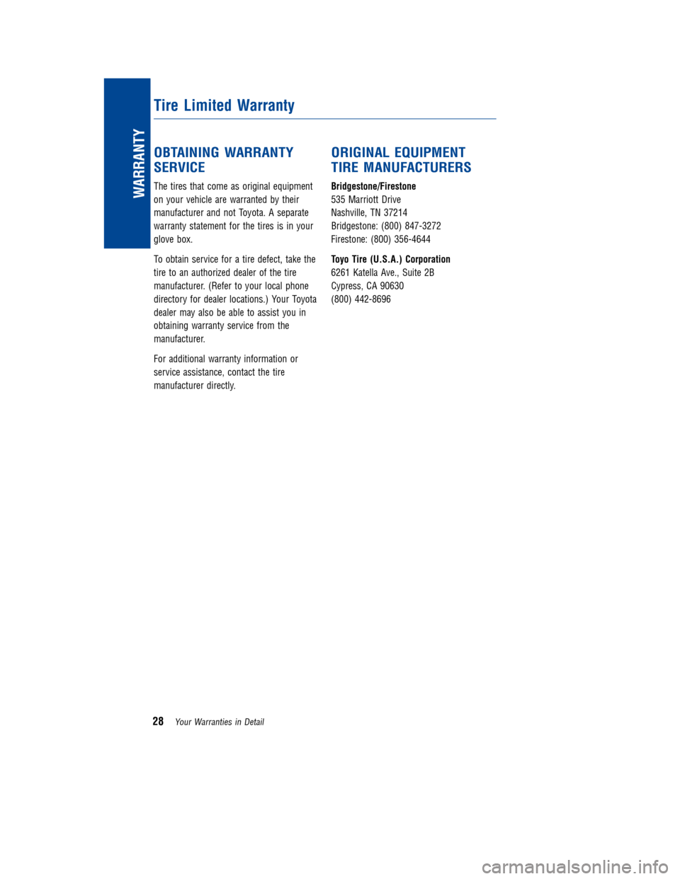 TOYOTA HIGHLANDER 2011 XU40 / 2.G Warranty And Maintenance Guide TOYOTA HIGHLANDER 2011 XU40 / 2.G Warranty And Maintenance Guide