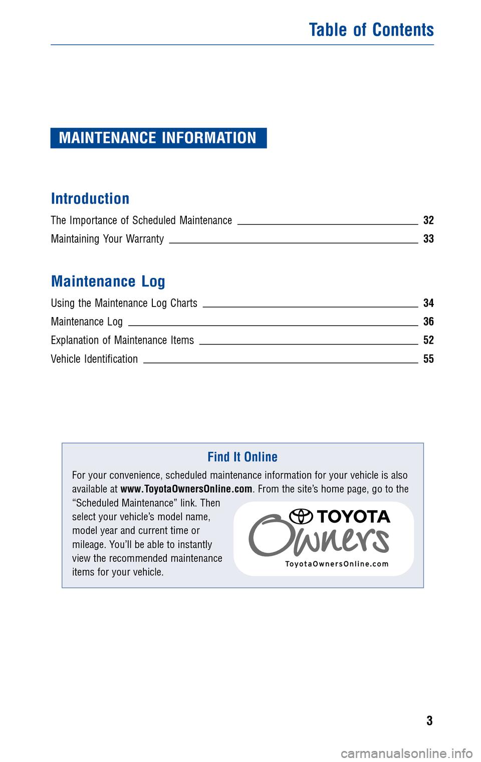 TOYOTA HIGHLANDER HYBRID 2010 XU40 / 2.G Warranty And Maintenance Guide 
