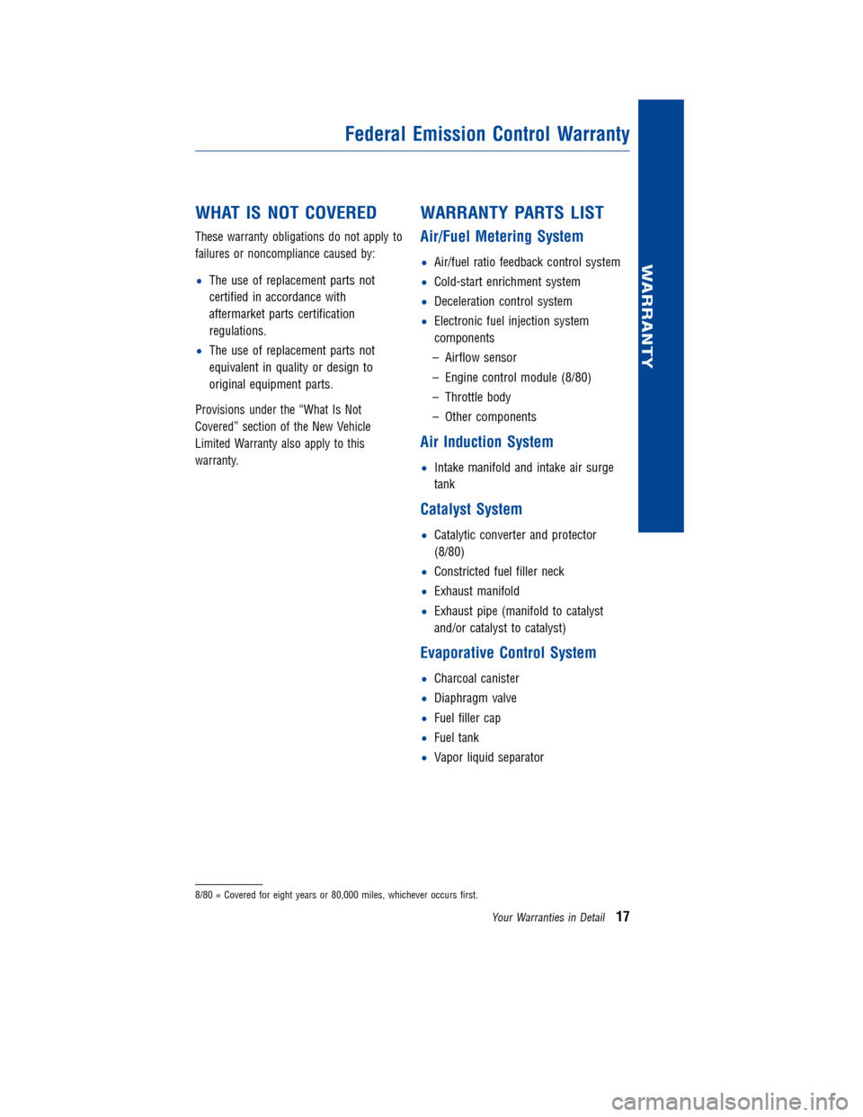 TOYOTA LAND CRUISER 2011 J200 Warranty And Maintenance Guide JOBNAME: 317281-2011-lnd-toyw PAGE: 17 SESS: 2 OUTPUT: Wed Jul 14 16:29:26 2010
/tweddle/toyota/sched-maint/317281-en-lnd/wg
WHATIS NOT COVERED
These warranty obligations do not apply to
failures or n