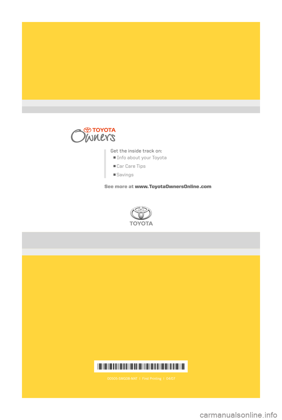 TOYOTA MATRIX 2008 E130 / 1.G Scheduled Maintenance Guide TOYOTA MATRIX 2008 E130 / 1.G Scheduled Maintenance Guide