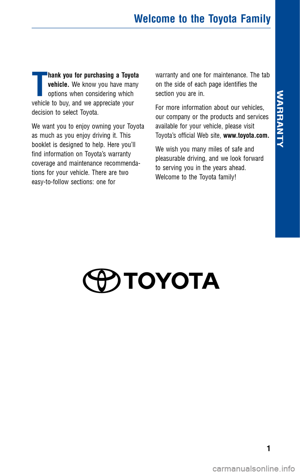 TOYOTA MATRIX 2010 E140 / 2.G Warranty And Maintenance Guide TOYOTA MATRIX 2010 E140 / 2.G Warranty And Maintenance Guide