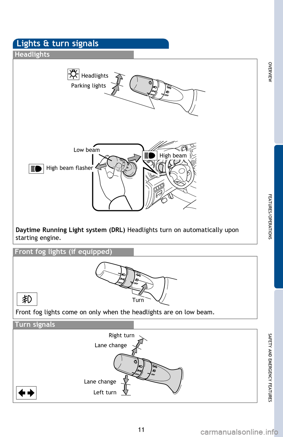 TOYOTA MATRIX 2013 E140 / 2.G Quick Reference Guide
OVERVIEW
FEATURES/OPERATIONS
SAFETY AND EMERGENCY FEATURES
11
(1) Pull slightly
NOTE: Do not attempt to adjust while the vehicle is in motion.Hold wheel, push lever down,
set angle and length, and TOYOTA MATRIX 2013 E140 / 2.G Quick Reference Guide
OVERVIEW
FEATURES/OPERATIONS
SAFETY AND EMERGENCY FEATURES
11
(1) Pull slightly
NOTE: Do not attempt to adjust while the vehicle is in motion.Hold wheel, push lever down,
set angle and length, and