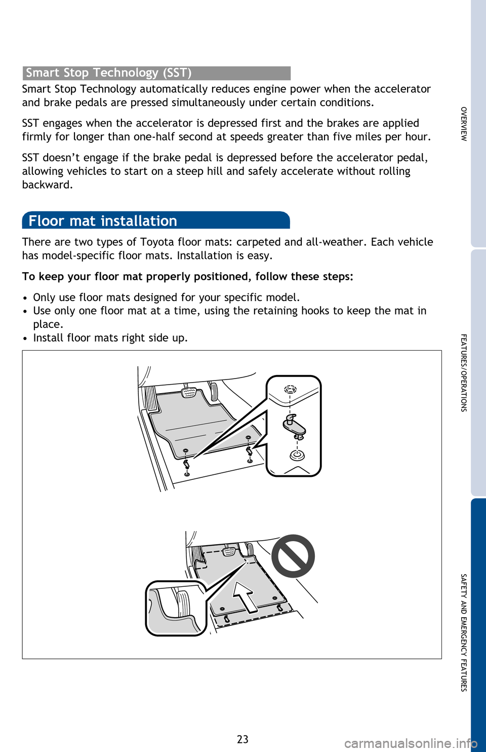 TOYOTA MATRIX 2013 E140 / 2.G Quick Reference Guide
OVERVIEW
FEATURES/OPERATIONS
SAFETY AND EMERGENCY FEATURES
23
VSC helps prevent loss of traction during cornering by reducing engine power and
applying brake force to selected wheels.
Toyota’s VS TOYOTA MATRIX 2013 E140 / 2.G Quick Reference Guide
OVERVIEW
FEATURES/OPERATIONS
SAFETY AND EMERGENCY FEATURES
23
VSC helps prevent loss of traction during cornering by reducing engine power and
applying brake force to selected wheels.
Toyota’s VS