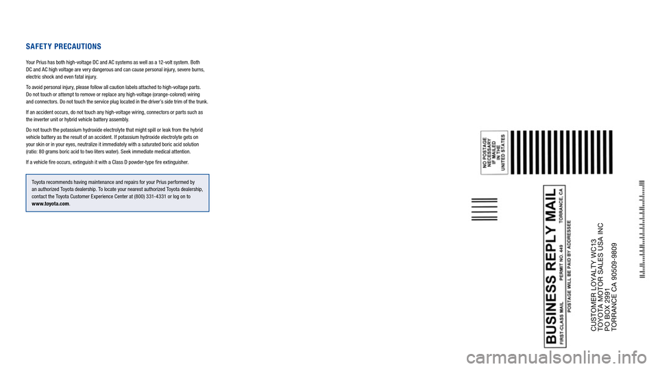 TOYOTA PRIUS 2010 3.G Warranty And Maintenance Guide 