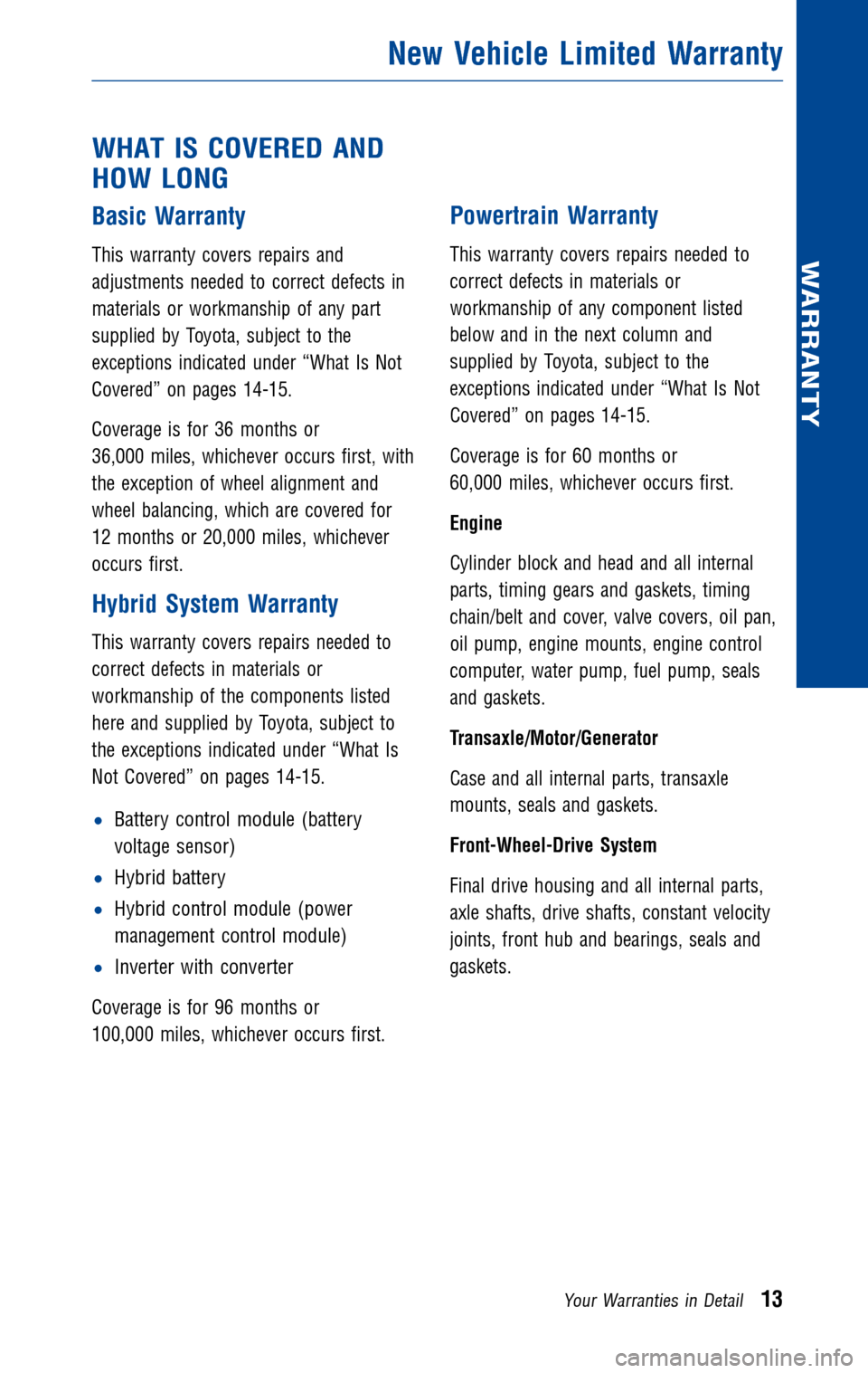 TOYOTA PRIUS 2010 3.G Warranty And Maintenance Guide TOYOTA PRIUS 2010 3.G Warranty And Maintenance Guide