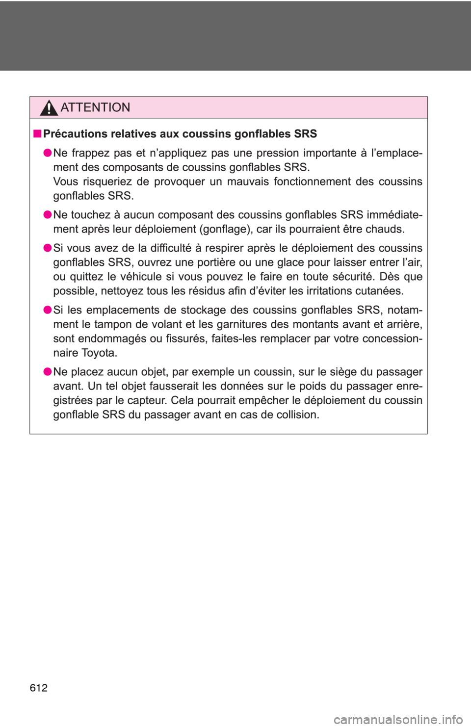 TOYOTA PRIUS 2012 3.G Owners Manual 612 TOYOTA PRIUS 2012 3.G Owners Manual 612