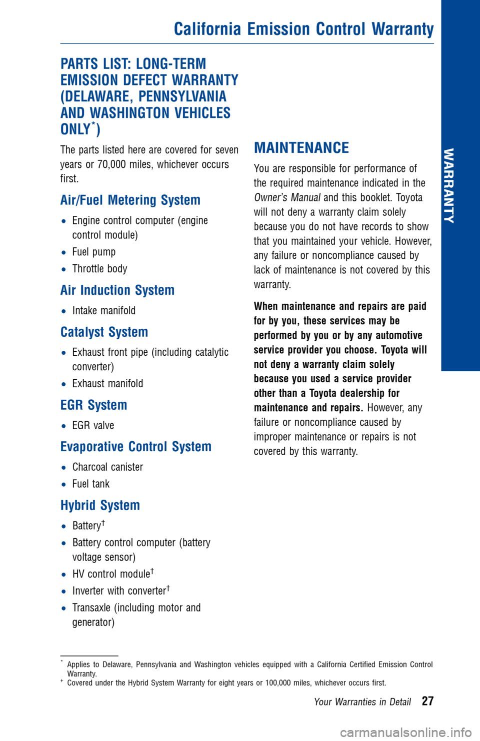 TOYOTA PRIUS 2017 4.G Warranty And Maintenance Guide JOBNAME: 2372845-en-2017_PRIU PAGE: 27 SESS: 4 OUTPUT: Fri Jul 22 13:30:18 2016
/InfoShareAuthorCODA/InfoShareAuthorCODA/TS_Warr_Maint/2372845-en-2017_P\
RIUS.00505-17WMG-PRI_/TS_Warr_Maint_v1
PARTS L