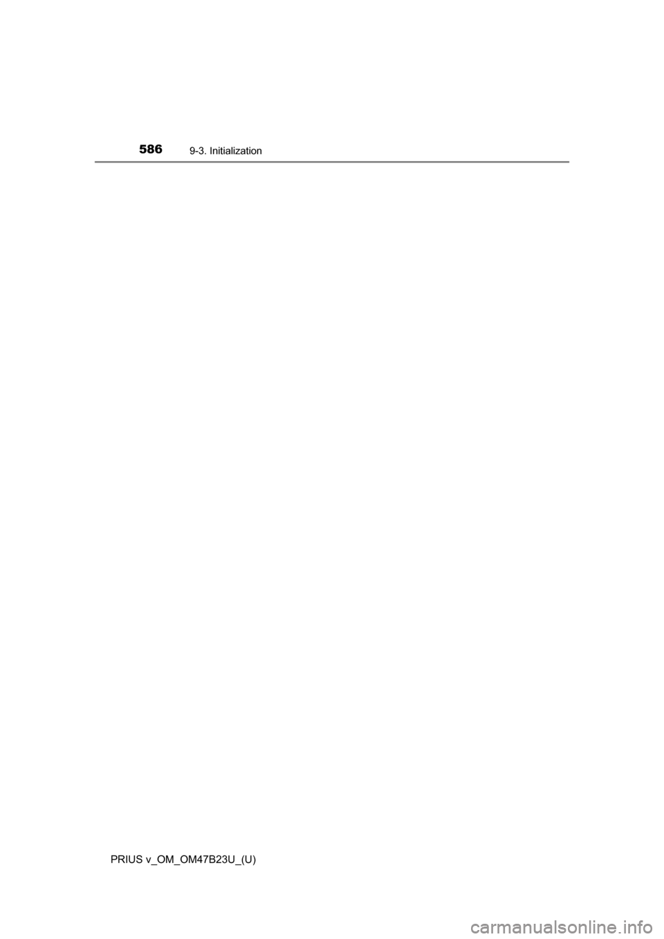 TOYOTA PRIUS V 2017 ZVW40 / 1.G Owners Manual 586
PRIUS v_OM_OM47B23U_(U)
9-3. Initialization 