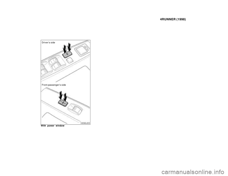 TOYOTA 4RUNNER 1998 User Guide 4RUNNER (1998)
Drivers side 
Front passengers side
With power window  