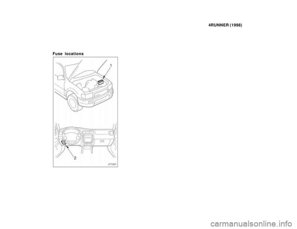 TOYOTA 4RUNNER 1998  Owners Manual 4RUNNER (1998)
Fuse locations  