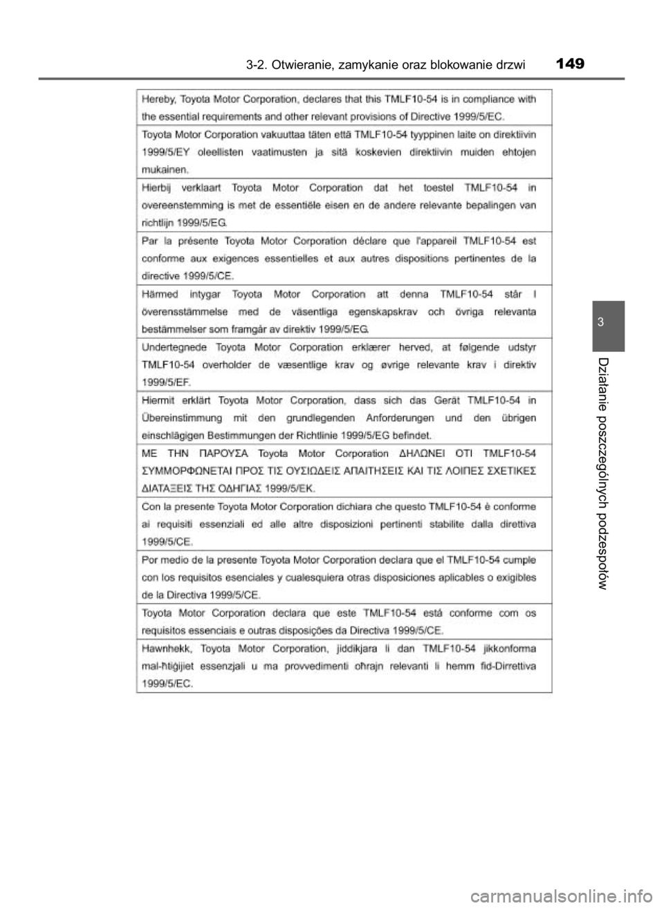 TOYOTA AURIS HYBRID 2017  Instrukcja obsługi (in Polish) 3-2. Otwieranie, zamykanie oraz blokowanie drzwi149
3
Dzia∏anie poszczególnych podzespo∏ów
8 Auris HV OM12L07E  3/13/17  12:22 PM  Page 149    (Black plate) 