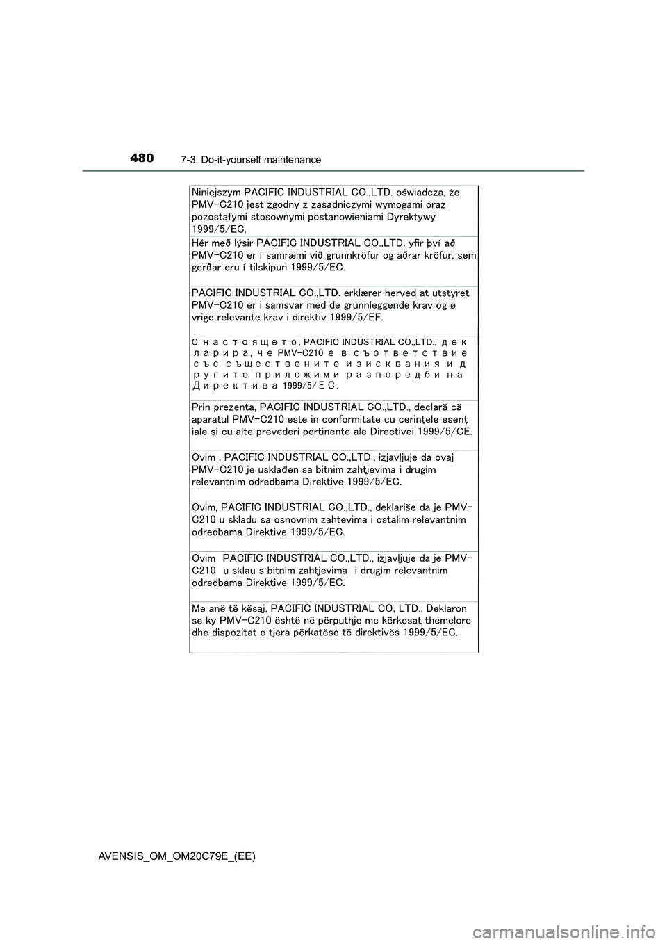 TOYOTA AVENSIS 2018  Owners Manual 4807-3. Do-it-yourself maintenance
AVENSIS_OM_OM20C79E_(EE) 