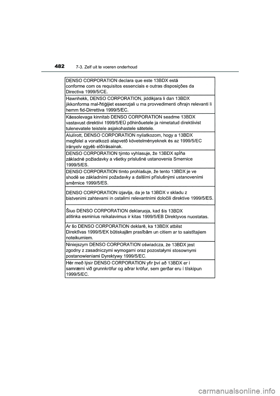 TOYOTA AVENSIS 2018 Instructieboekje (in Dutch) 4827-3. Zelf uit te voeren onderhoud
AVENSIS_OM_OM20C79E_(EE)
AVENSIS_OM_OM20C79E_(EE).book Page 482 Friday, September 15, 2017 11:12 AM TOYOTA AVENSIS 2018 Instructieboekje (in Dutch) 4827-3. Zelf uit te voeren onderhoud
AVENSIS_OM_OM20C79E_(EE)
AVENSIS_OM_OM20C79E_(EE).book Page 482 Friday, September 15, 2017 11:12 AM