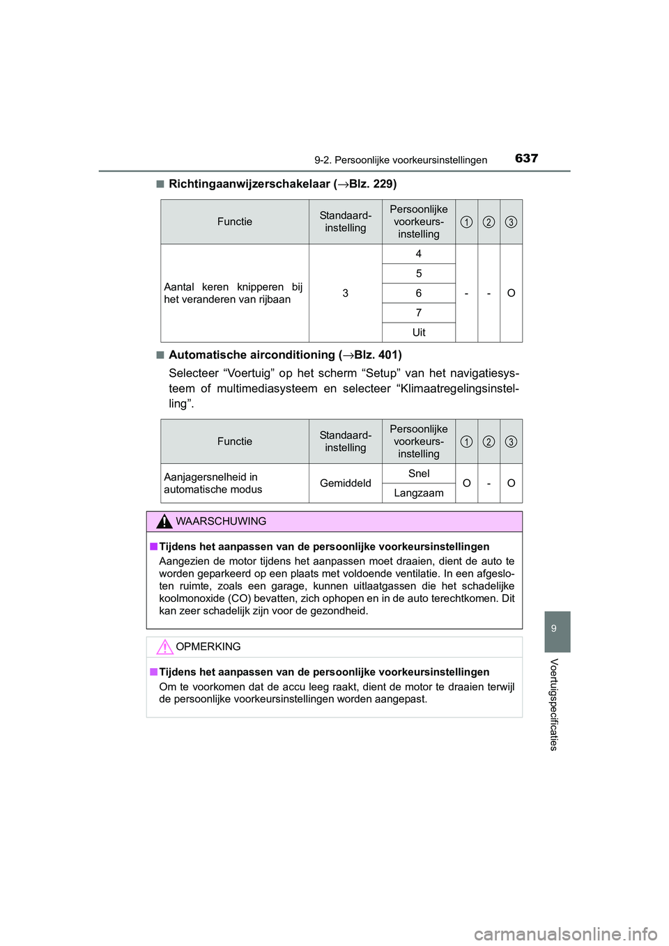 TOYOTA AVENSIS 2018 Instructieboekje (in Dutch) 6379-2. Persoonlijke voorkeursinstellingen
AVENSIS_OM_OM20C79E_(EE)
9
Voertuigspecificaties
■Richtingaanwijzerschakelaar (→Blz. 229)
■Automatische airconditioning (→Blz. 401)
Selecteer “Voe TOYOTA AVENSIS 2018 Instructieboekje (in Dutch) 6379-2. Persoonlijke voorkeursinstellingen
AVENSIS_OM_OM20C79E_(EE)
9
Voertuigspecificaties
■Richtingaanwijzerschakelaar (→Blz. 229)
■Automatische airconditioning (→Blz. 401)
Selecteer “Voe