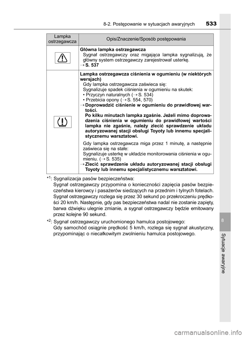 TOYOTA AVENSIS 2018  Instrukcja obsługi (in Polish) *1: Sygnalizacja pasów bezpieczeƒstwa:
Sygna∏  ostrzegawczy  przypomina  o koniecznoÊci  zapi´cia  pasów  bezpie-
czeƒstwa kierowcy i pasa˝erów siedzàcych na przednim i tylnych fotelach.
Sy