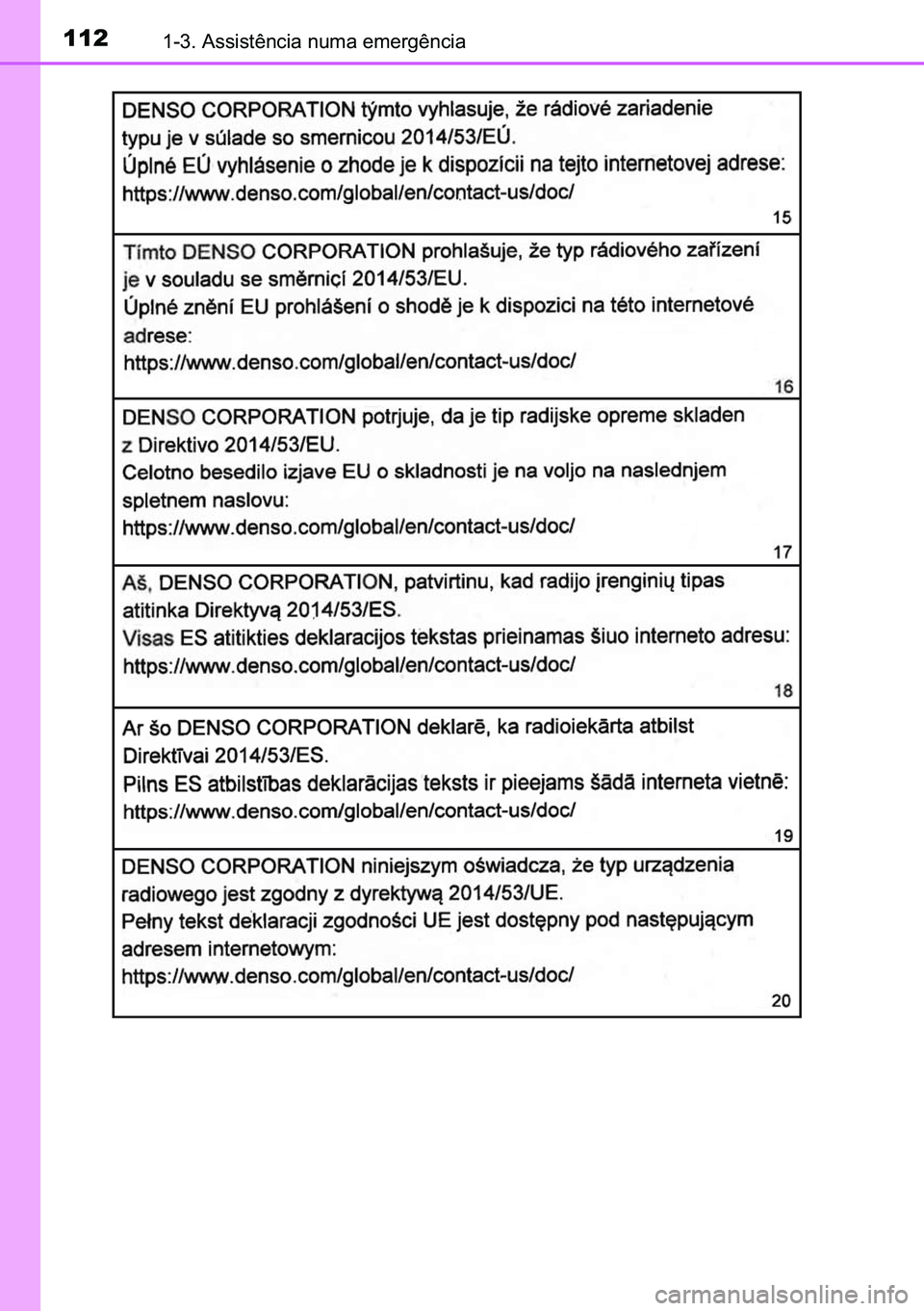 TOYOTA C-HR 2023  Manual de utilização (in Portuguese) 112������$�V�V�L�V�W�r�Q�F�L�D��Q�X�P�D��H�P�H�U�J�r�Q�F�L�D 