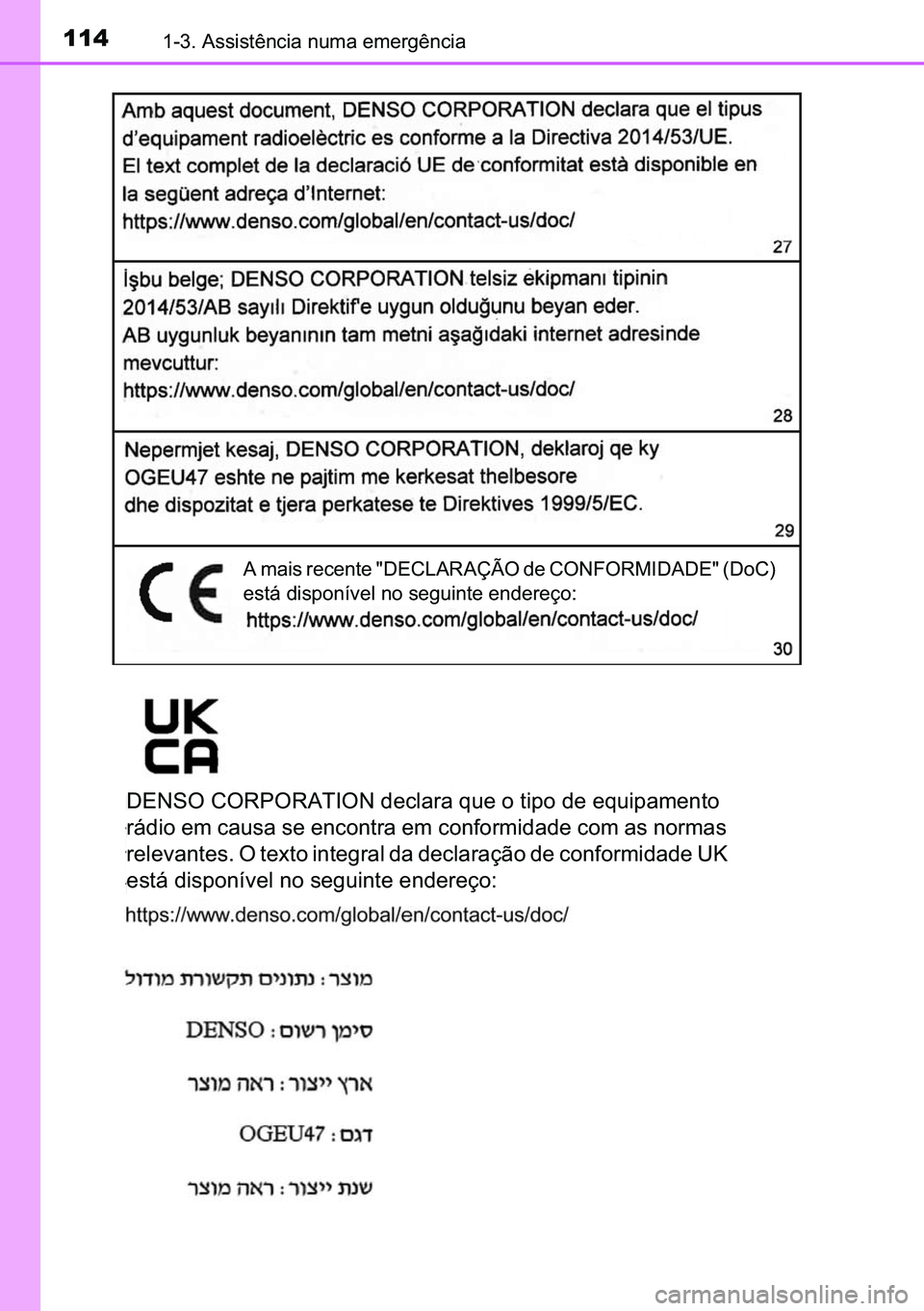 TOYOTA C-HR 2023  Manual de utilização (in Portuguese) 114������$�V�V�L�V�W�r�Q�F�L�D��Q�X�P�D��H�P�H�U�J�r�Q�F�L�D
�$��P�D�L�V��U�H�F�H�Q�W�H����(�&�/�$�5�$�d�