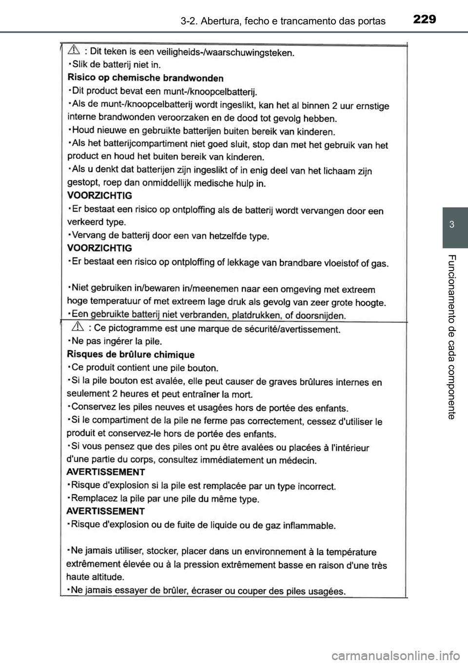 TOYOTA C-HR 2023  Manual de utilização (in Portuguese) 229������$�E�H�U�W�X�U�D���I�H�F�K�R��H��W�U�D�Q�F�D�P�H�Q�W�R��G�D�V��S�R�U�W�D�V
�
�)�X�Q�F�L�R�Q�D�P�H�Q�W�R��G�H��F�D�G�D��F�R�P�S�R�Q�H�Q�W�H 