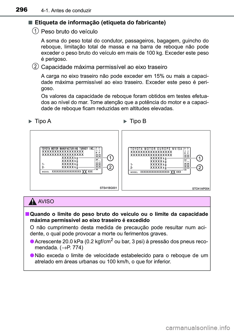 TOYOTA C-HR 2023  Manual de utilização (in Portuguese) 296������$�Q�W�H�V��G�H��F�R�Q�G�X�]�L�U
■�(�W�L�T�X�H�W�D��G�H��L�Q�I�R�U�P�D�o�m�R���H�W�L�T�X�H�W�D��G�R��I�D�E�U�L�F�D�Q�W�H�
�3�H�V�R��E�U�X�W�R��G�R��Y�H�t�F�X�O�R
�$� �V�R�P