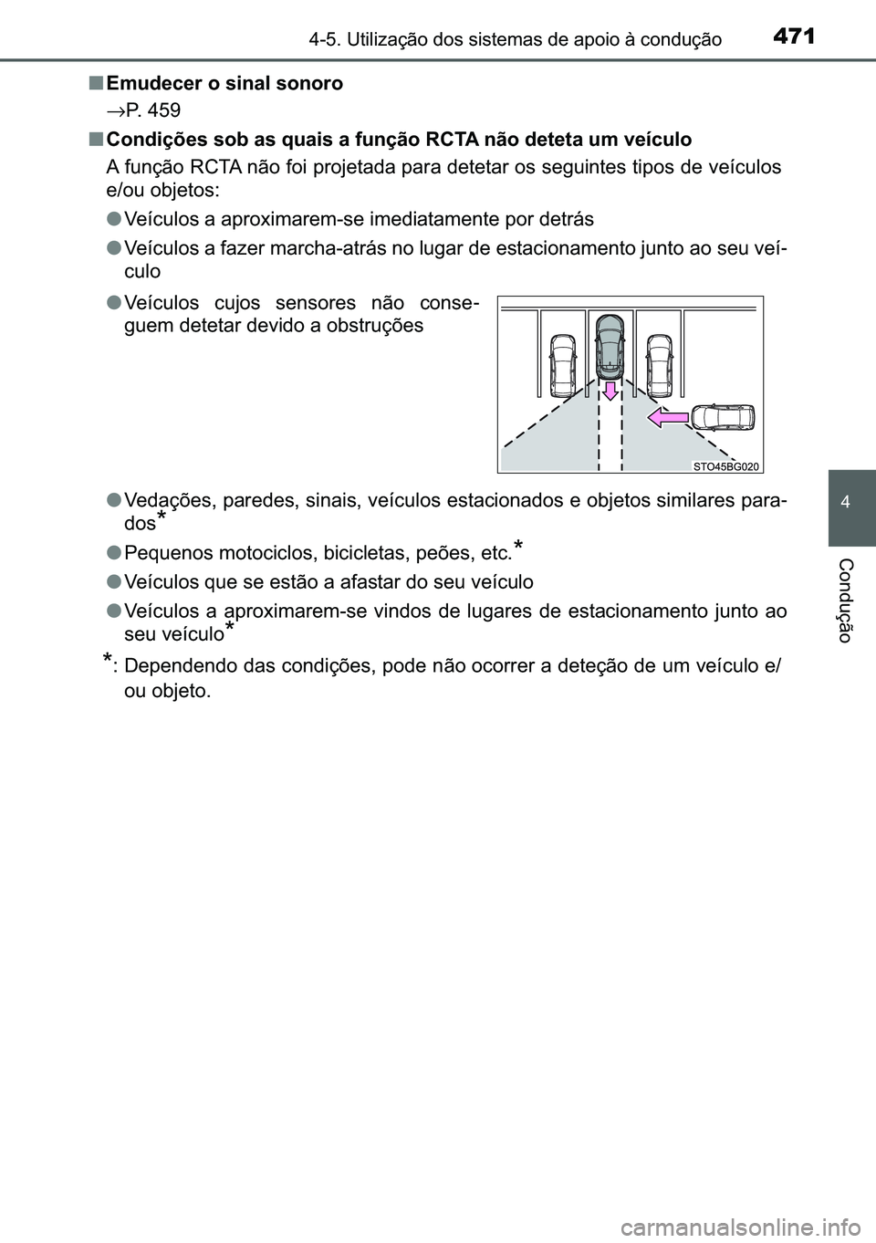 TOYOTA C-HR 2023  Manual de utilização (in Portuguese) 471������8�W�L�O�L�]�D�o�m�R��G�R�V��V�L�V�W�H�P�D�V��G�H��D�S�R�L�R��j��F�R�Q�G�X�o�m�R
�
�&�R�Q�G�X�o�m�R
■�(�P�X�G�H�F�H�U��R��V�L�Q�D�O��V�R�Q�R�U�R
→�3�����
■�&�R�Q�G�L�