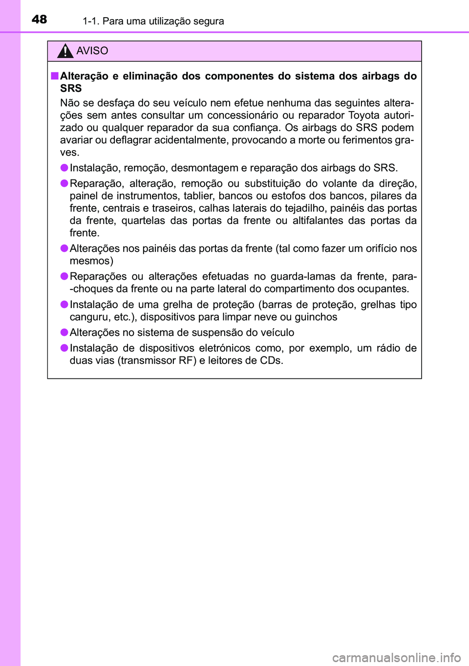 TOYOTA C-HR 2023  Manual de utilização (in Portuguese) 48������3�D�U�D��X�P�D��X�W�L�O�L�]�D�o�m�R��V�H�J�X�U�D
�$�9 �, �6 �2
■�$�O�W�H�U�D�o�m�R� �H� �H�O�L�P�L�Q�D�o�m�R� �G�R�V� �F�R�P�S�R�Q�H�Q�W�H�V� �G�R� �V�L�V�W�H�P�D� �G�R�V� �D
