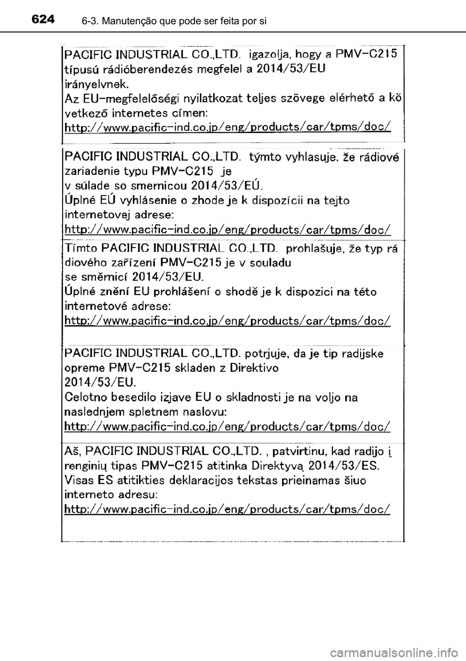 TOYOTA C-HR 2023  Manual de utilização (in Portuguese) 624������0�D�Q�X�W�H�Q�o�m�R��T�X�H��S�R�G�H��V�H�U��I�H�L�W�D��S�R�U��V�L 