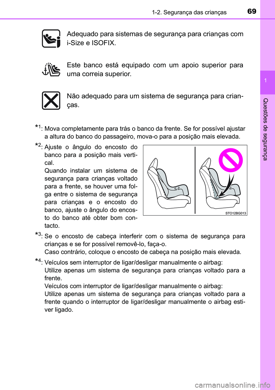 TOYOTA C-HR 2023  Manual de utilização (in Portuguese) 69������6�H�J�X�U�D�Q�o�D��G�D�V��F�U�L�D�Q�o�D�V
�
�4�X�H�V�W�}�H�V��G�H��V�H�J�X�U�D�Q�o�D
�
�� �0�R�Y�D��F�R�P�S�O�H�W�D�P�H�Q�W�H��S�D�U�D��W�U�i�V��R��E�D�Q�F�R��G�D��I�U�H�Q�W