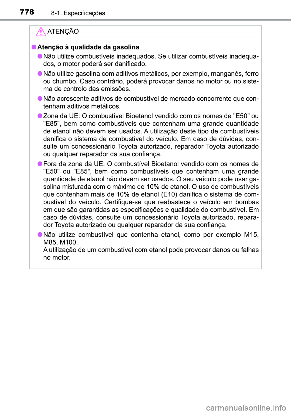 TOYOTA C-HR 2023  Manual de utilização (in Portuguese) 778������(�V�S�H�F�L�I�L�F�D�o�}�H�V
�$�7�(�1�d�