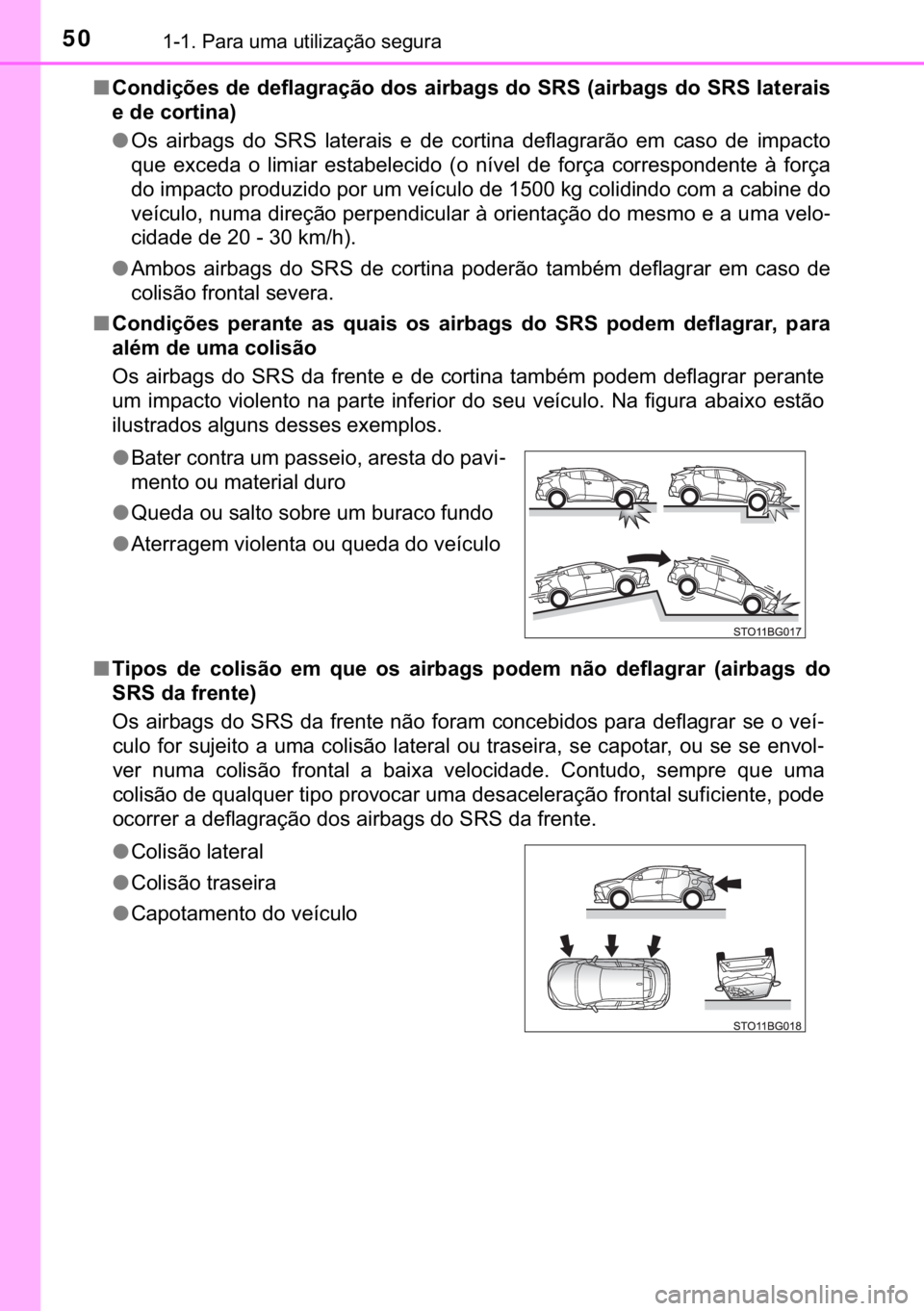 TOYOTA C-HR 2020  Manual de utilização (in Portuguese) 50������3�D�U�D��X�P�D��X�W�L�O�L�]�D�o�m�R��V�H�J�X�U�D
■�&�R�Q�G�L�o�}�H�V��G�H��G�H�I�O�D�J�U�D�o�m�R��G�R�V��D�L�U�E�D�J�V��G�R��6�5�6���D�L�U�E�D�J�V��G�R��6�5�6��O�D�W�H�U�D