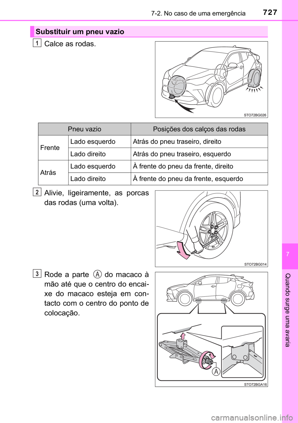 TOYOTA C-HR 2020  Manual de utilização (in Portuguese) 727������1�R��F�D�V�R��G�H��X�P�D��H�P�H�U�J�r�Q�F�L�D
�
�4�X�D�Q�G�R��V�X�U�J�H��X�P�D��D�Y�D�U�L�D
�&�D�O�F�H��D�V��U�R�G�D�V�
�$�O�L�Y�L�H�� �O�L�J�H�L�U�D�P�H�Q�W�H�� �D�V� �S