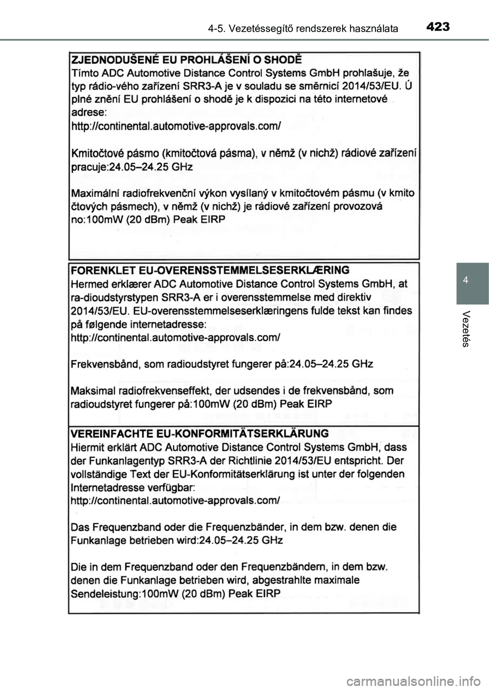 TOYOTA C-HR 2019  Kezelési útmutató (in Hungarian) 4234-5. Vezetéssegítő rendszerek használata
4
Vezetés 
