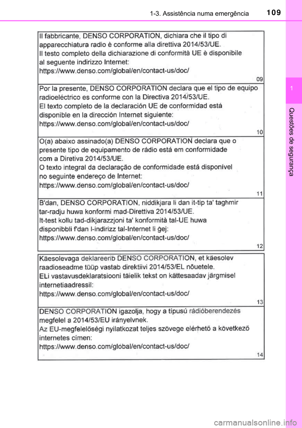 TOYOTA C-HR 2019  Manual de utilização (in Portuguese) 109������$�V�V�L�V�W�r�Q�F�L�D��Q�X�P�D��H�P�H�U�J�r�Q�F�L�D
�
�4�X�H�V�W�}�H�V��G�H��V�H�J�X�U�D�Q�o�D 