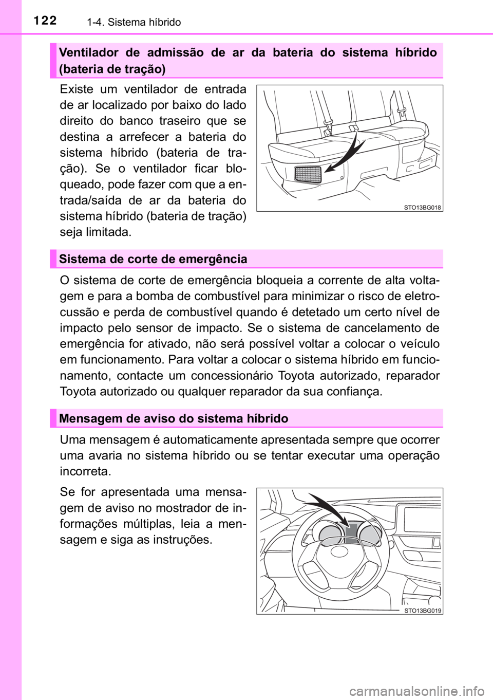 TOYOTA C-HR 2019  Manual de utilização (in Portuguese) 122������6�L�V�W�H�P�D��K�t�E�U�L�G�R
�(�[�L�V�W�H� �X�P� �Y�H�Q�W�L�O�D�G�R�U� �G�H� �H�Q�W�U�D�G�D
�G�H��D�U��O�R�F�D�O�L�]�D�G�R��S�R�U��E�D�L�[�R��G�R��O�D�G�R
�G�L�U�H�L�W�R� �G�
