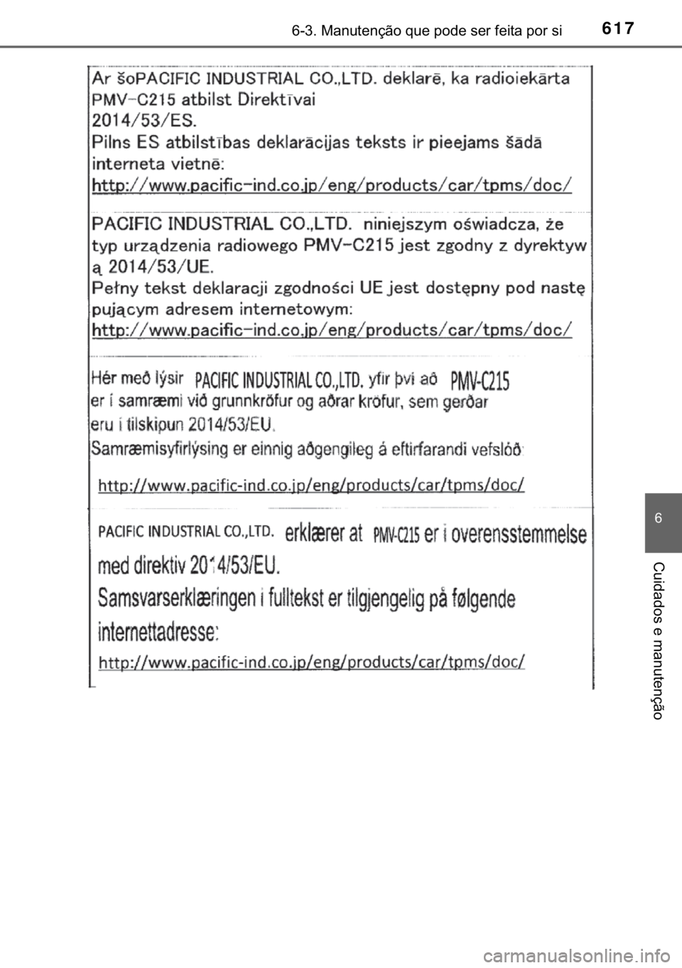 TOYOTA C-HR 2019  Manual de utilização (in Portuguese) 617������0�D�Q�X�W�H�Q�o�m�R��T�X�H��S�R�G�H��V�H�U��I�H�L�W�D��S�R�U��V�L
�
�&�X�L�G�D�G�R�V��H��P�D�Q�X�W�H�Q�o�m�R 