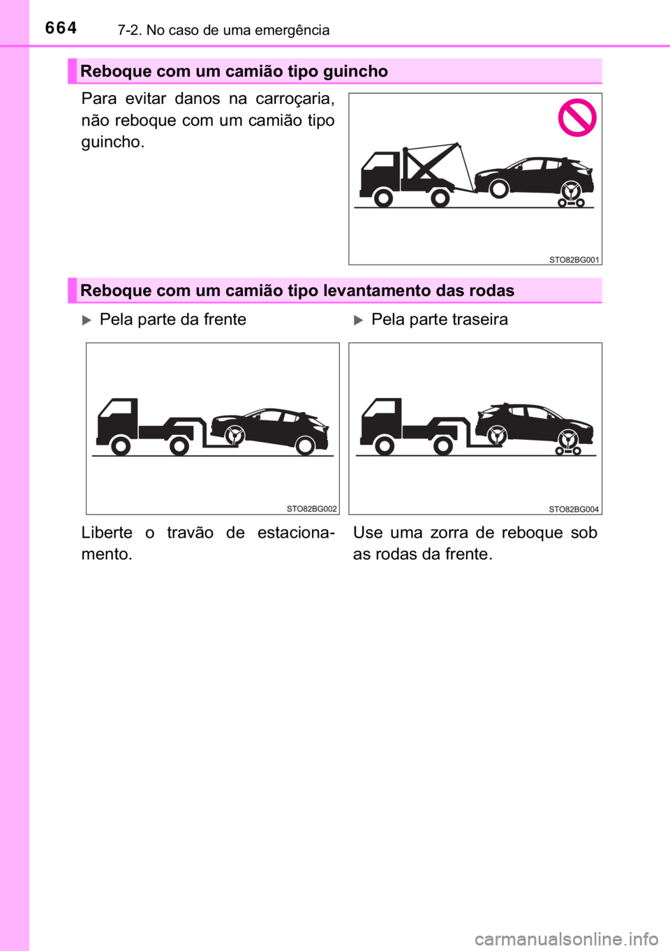 TOYOTA C-HR 2019  Manual de utilização (in Portuguese) 664������1�R��F�D�V�R��G�H��X�P�D��H�P�H�U�J�r�Q�F�L�D
�3�D�U�D� �H�Y�L�W�D�U� �G�D�Q�R�V� �Q�D� �F�D�U�U�R�o�D�U�L�D�
�Q�m�R� �U�H�E�R�T�X�H� �F�R�P� �X�P� �F�D�P�L�m�R� �W�L�S�R
�