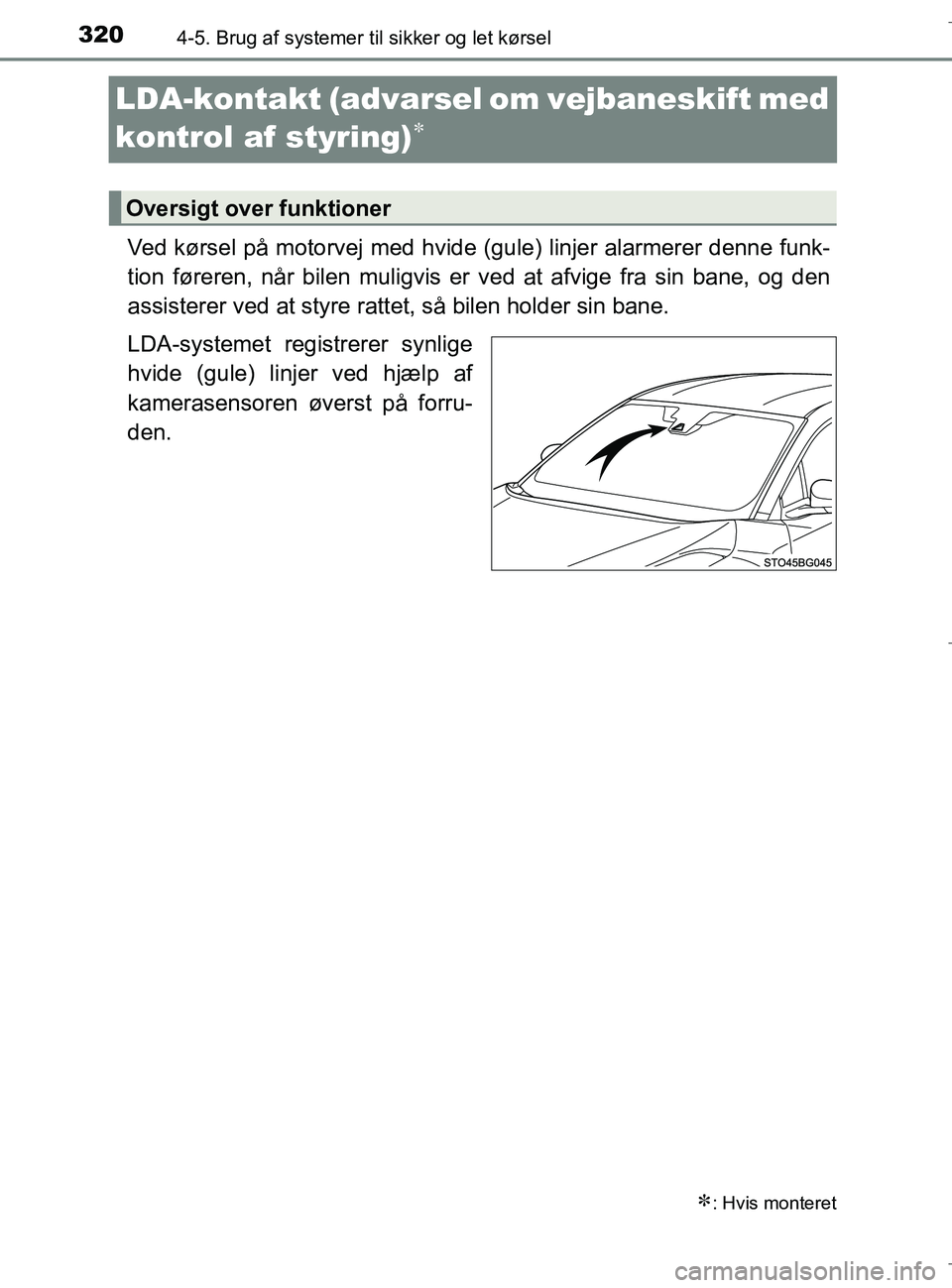 TOYOTA C-HR 2018 Brugsanvisning (in Danish) 3204-5. Brug af systemer til sikker og let kørsel
C-HR_HV_OM_Europe_OM10576DK
LDA-kontakt (advarsel om vejbaneskift med
kontrol af styring)
Ved kørsel på motorvej med hvide (gule) linjer alar TOYOTA C-HR 2018 Brugsanvisning (in Danish) 3204-5. Brug af systemer til sikker og let kørsel
C-HR_HV_OM_Europe_OM10576DK
LDA-kontakt (advarsel om vejbaneskift med
kontrol af styring)
Ved kørsel på motorvej med hvide (gule) linjer alar