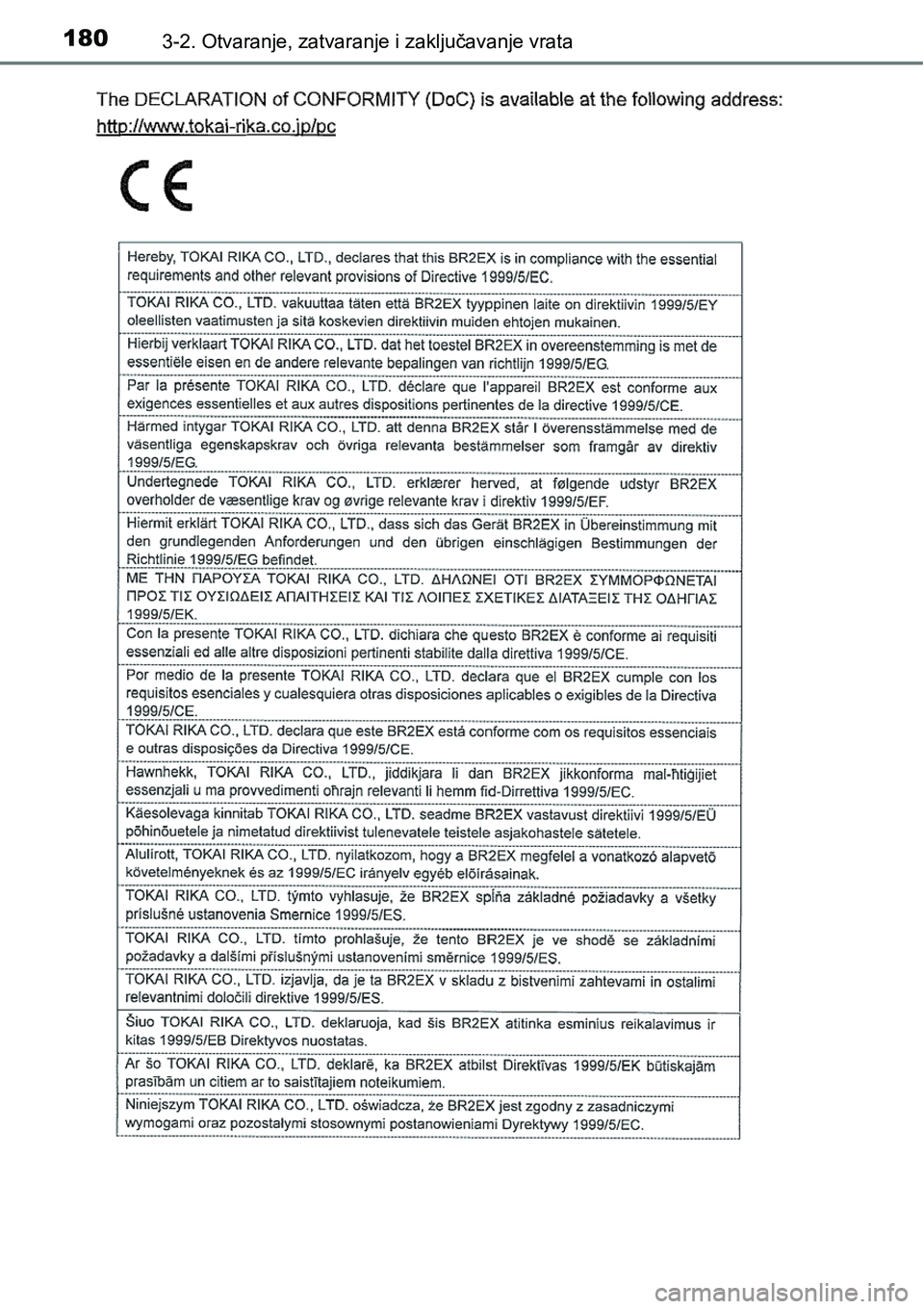 TOYOTA C-HR 2018  Upute Za Rukovanje (in Croatian) 1803-2. Otvaranje, zatvaranje i zaključavanje vrata 