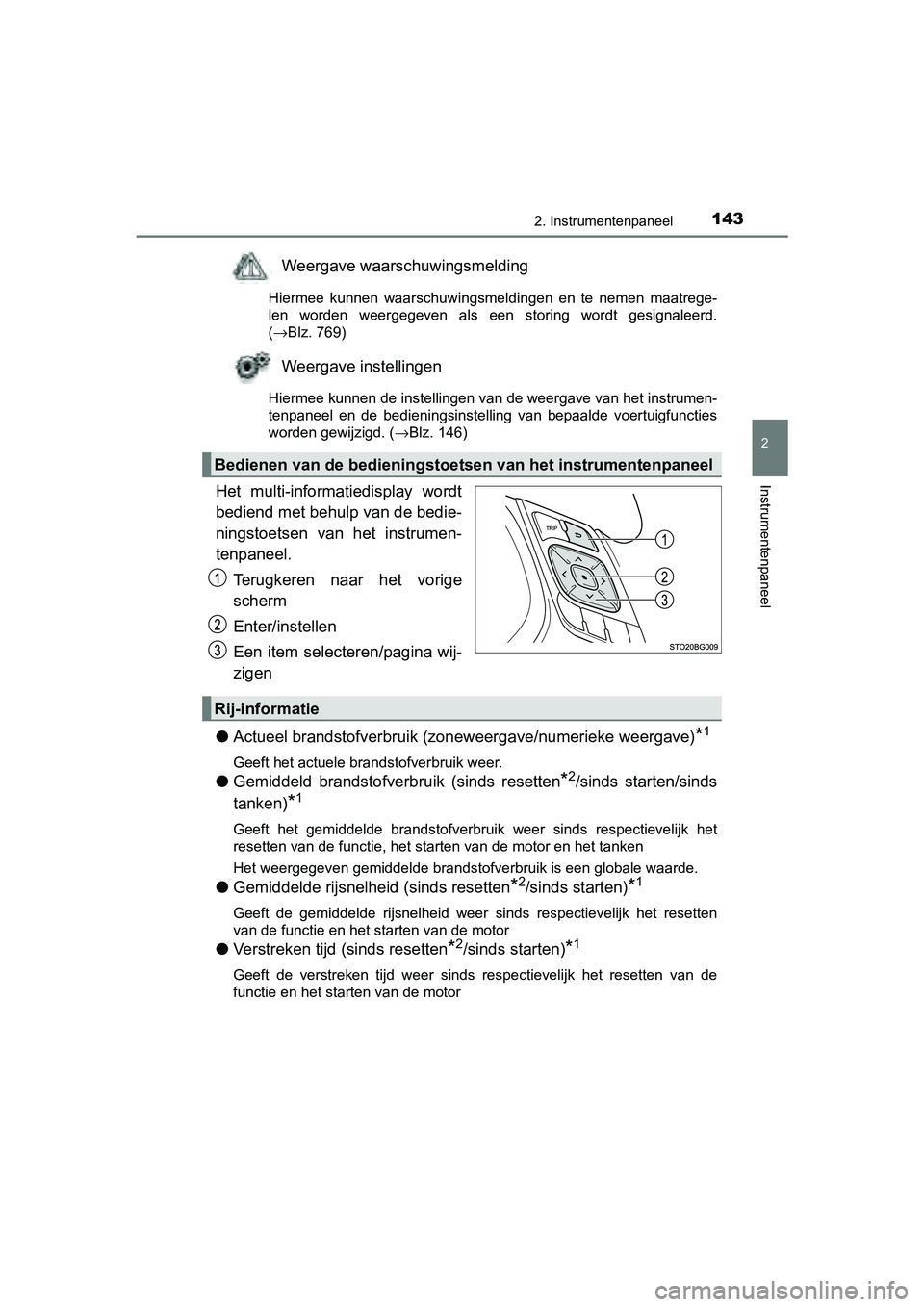 TOYOTA C-HR 2018 Instructieboekje (in Dutch) 1432. Instrumentenpaneel
2
Instrumentenpaneel
C-HR_OM_Europe_OM10571E
Weergave waarschuwingsmelding
Hiermee kunnen waarschuwingsmeldingen en te nemen maatrege-
len worden weergegeven als een TOYOTA C-HR 2018 Instructieboekje (in Dutch) 1432. Instrumentenpaneel
2
Instrumentenpaneel
C-HR_OM_Europe_OM10571E
Weergave waarschuwingsmelding
Hiermee kunnen waarschuwingsmeldingen en te nemen maatrege-
len worden weergegeven als een