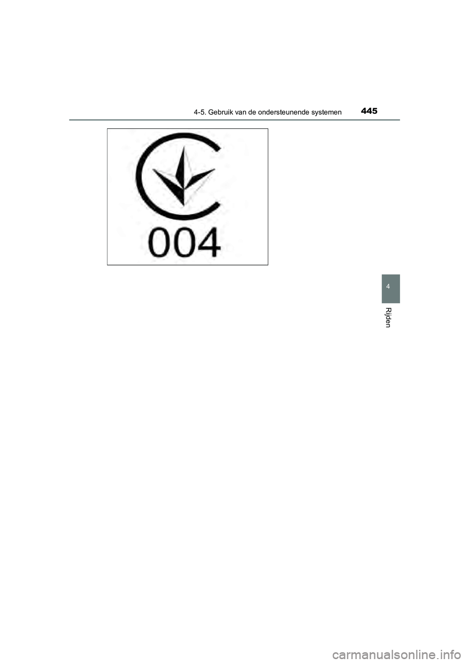 TOYOTA C-HR 2018  Instructieboekje (in Dutch) 4454-5. Gebruik van de ondersteunende systemen
4
Rijden
C-HR_OM_Europe_OM10571E
C-HR_OM_Europe_OM10571E.book  Page 445  Monday, March 19, 2018  4:17 PM 