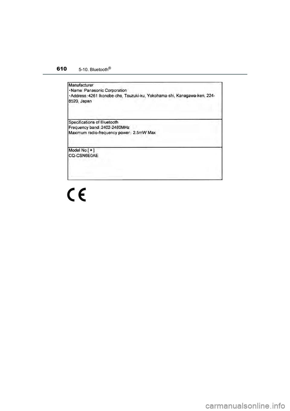 TOYOTA C-HR 2018  Instructieboekje (in Dutch) 6105-10. Bluetooth®
C-HR_OM_Europe_OM10571E
C-HR_OM_Europe_OM10571E.book  Page 610  Monday, March 19, 2018  4:17 PM 